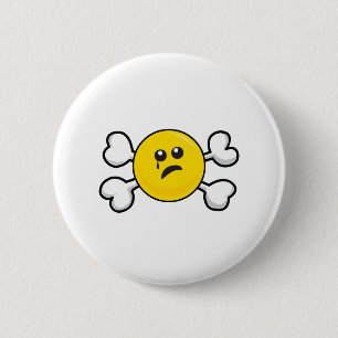 huilende Schedel en Kruisbeenderen Ronde Button 5,7 Cm
