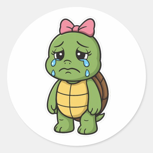 Huilende schildpad ronde sticker (Voorkant)