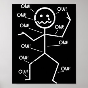 Huilende Stickman Au Au Grappige Pijn Meme Humor M Poster