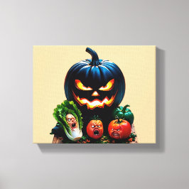 Huilende tomaat & pompoen Pal - Halloween Humor Canvas Afdruk