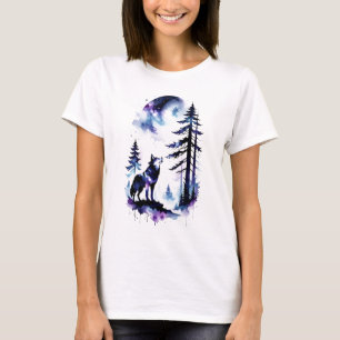Huilende Waterverf Wolf T-shirt