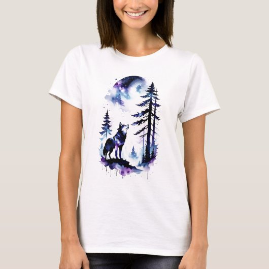 Huilende Waterverf Wolf T-shirt (Voorkant)
