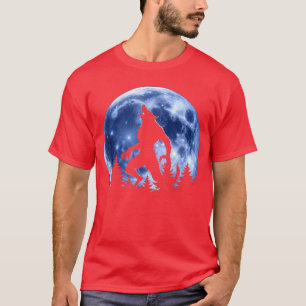 Huilende Weerwolf Wolf Nacht Horror retro T-shirt