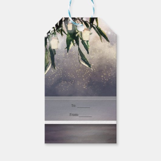 Huilende Wilgenboom & Metselwerk Pot Lichten Favor Cadeaulabel (Voorkant)
