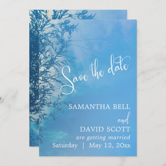 Huilende Willow Etherische Dreamy Sky Save the Dat Kaart (Voorkant / Achterkant)