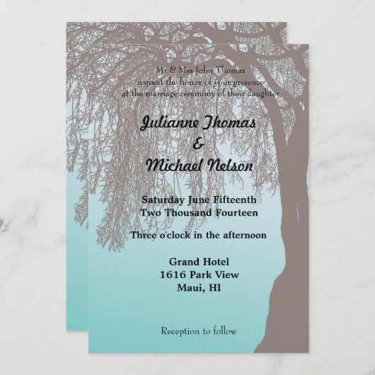 Huilende Willow Tree bruiloft Kaart (Voorkant / Achterkant)