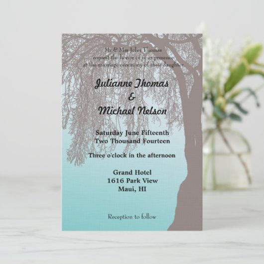 Huilende Willow Tree bruiloft Kaart (Staand voorkant)