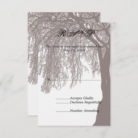 Huilende Willow Tree bruiloft RSVP (Voorkant / Achterkant)