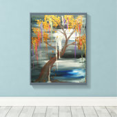 Huilende Willow Tree Originele Art Print op Canvas (Insitu (Houten vloer))