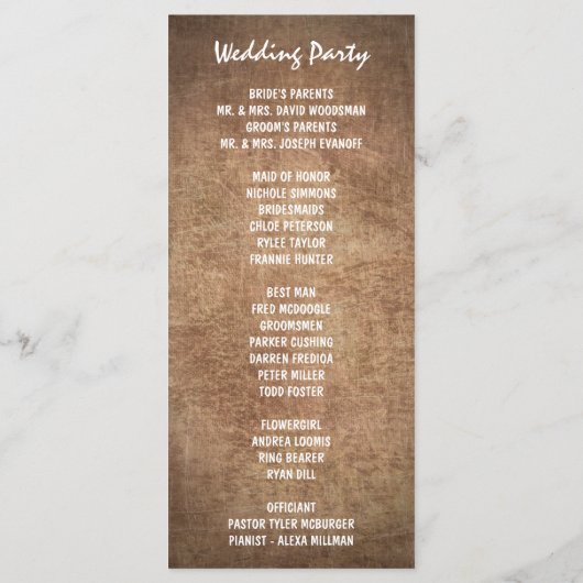 Huilende Willow Tree Vintage bruiloft programma's (Achterkant)