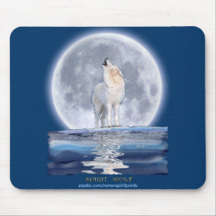 Huilende Witte Wolf & Maan Wildlife Muismat