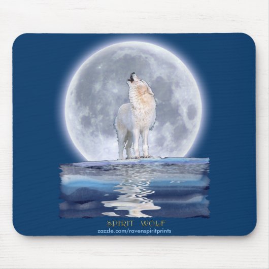 Huilende Witte Wolf & Maan Wildlife Muismat (Voorkant)