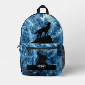 Huilende Wolf abstract blauw zwart Monogram Bedrukte Rugzak (Voorkant)