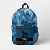 Huilende Wolf abstract blauw zwart Monogram Bedrukte Rugzak (Voorkant)