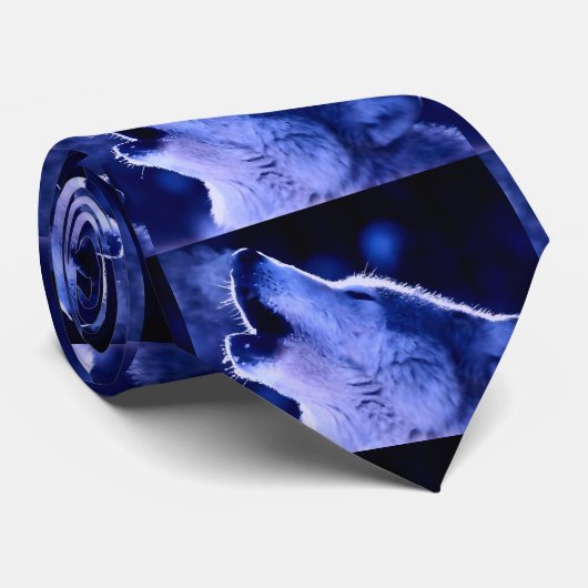 Huilende Wolf bij Blue Night Stropdas (Opgerold)
