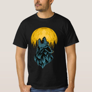 Huilende Wolf bij Maan - Mystieke Nacht T-shirt