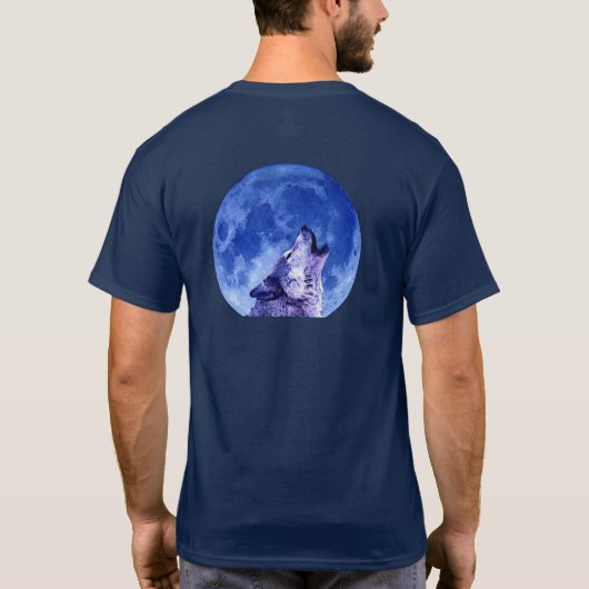 Huilende Wolf bij Maan T-shirt (Achterkant)