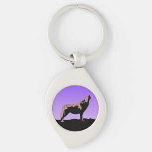 Huilende Wolf bij Zonsondergang - Originele Wilde  Sleutelhanger