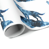 Huilende wolf blauwe glinsterende rook silhouet cadeaupapier (Rol Hoek)