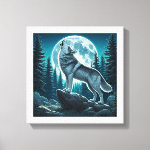 Huilende Wolf Canvas Afdruk