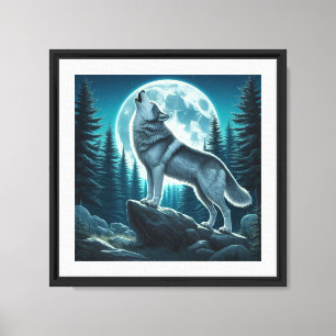 Huilende Wolf Canvas Afdruk