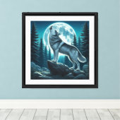 Huilende Wolf Canvas Afdruk (Insitu (Houten vloer))