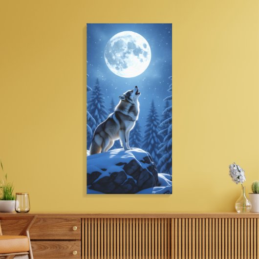Huilende Wolf Canvas Afdruk (Insitu (Woonkamer))
