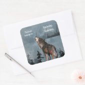 Huilende Wolf Dier Natuur kunst Custom Bookplate Vierkante Sticker (Envelop)
