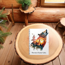 Huilende wolf dubbele belichting zonsondergang gep notitieboek