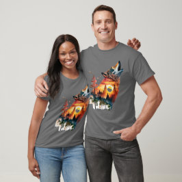 Huilende wolf dubbele belichting zonsondergang t-shirt