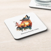 Huilende wolf dubbele blootstelling zonsondergang  bier onderzetter (Linkerzijde)