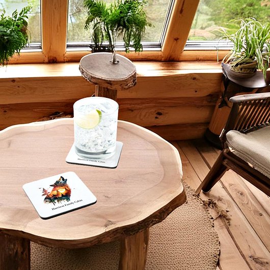 Huilende wolf dubbele blootstelling zonsondergang  bier onderzetter