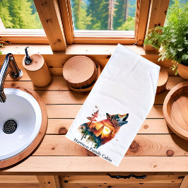 Huilende wolf dubbele blootstelling zonsondergang  handdoek