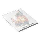 Huilende wolf dubbele blootstelling zonsondergang notitieblok (Schuin)