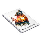 Huilende wolf dubbele blootstelling zonsondergang  notitieboek (Rechterzijde)