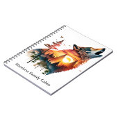 Huilende wolf dubbele blootstelling zonsondergang  notitieboek (Linkerzijde)