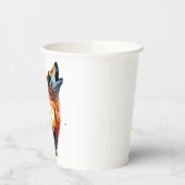 Huilende wolf dubbele blootstelling zonsondergang papieren bekers (Links)