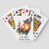 Huilende wolf dubbele blootstelling zonsondergang  pokerkaarten (Achterkant)