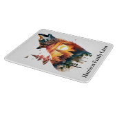 Huilende wolf dubbele blootstelling zonsondergang  snijplank (Hoek)