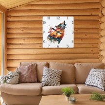 Huilende wolf dubbele blootstelling zonsondergang