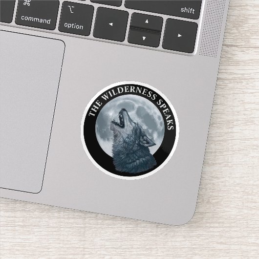 Huilende Wolf en Maan Sticker (Detail)