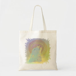 Huilende wolf en mandala-plantenframe tote bag