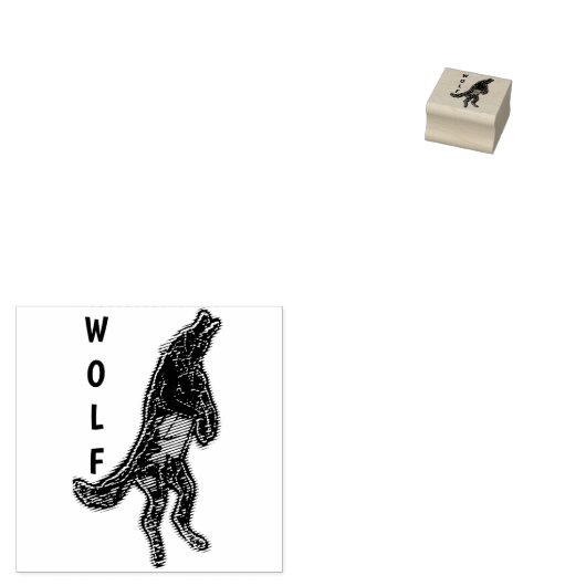 Huilende wolf geëtst rubberstempel (Gestempeld)