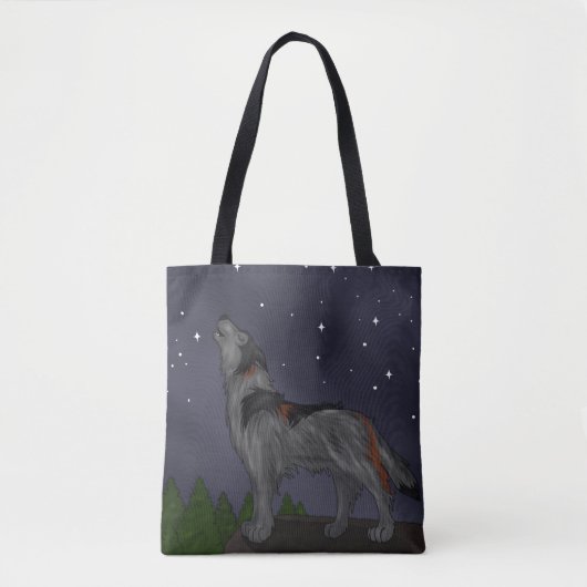 Huilende Wolf (Grijs) Tote Bag (Voorkant)