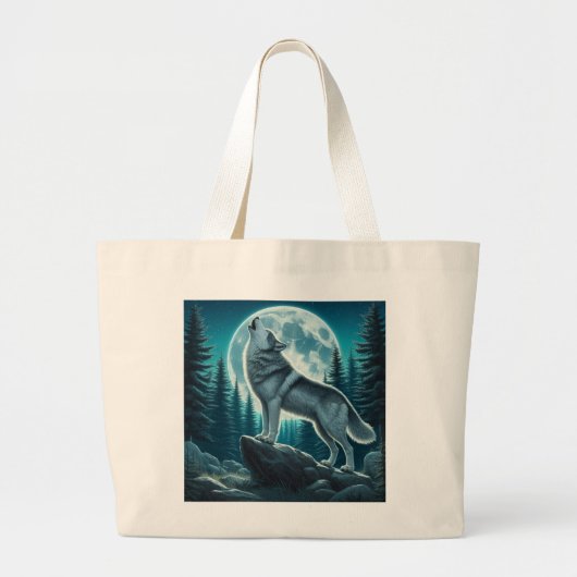 Huilende Wolf Grote Tote Bag (Voorkant)