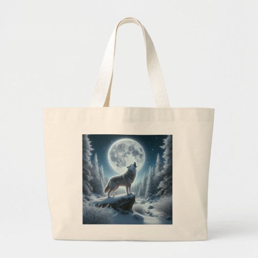 Huilende Wolf In De Winter Grote Tote Bag (Voorkant)