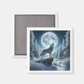 Huilende Wolf In De Winter Magneet (Voorkant / Achterkant)