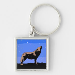Huilende wolf in de winter - Originele dieren in h Sleutelhanger