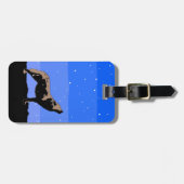 Huilende Wolf in de Winter - Originele Wilde Kunst Bagagelabel (Voorkant horizontaal)