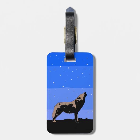 Huilende Wolf in de Winter - Originele Wilde Kunst Bagagelabel (Achterkant verticaal)